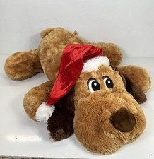 Dan Dee 26  Brown Floppy Puppy Dog Santa Hat Soft Plush Stuffed Toy Christmas