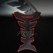 3D Pro Fuel/Oil/Gas Tank Pad Protector Grip Decal Perforated Black+Chromed Red