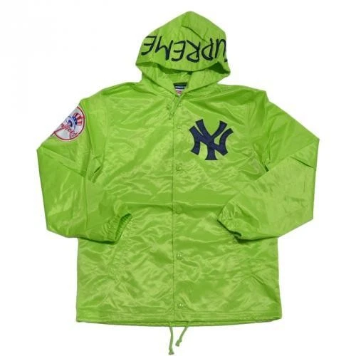 Veste d'entraîneur à capuche satin SUPREME Yankees 15ss Lime S R2A 130032