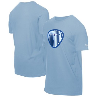 Men's-New Era  Light Blue Chicago Cubs Guitar Pick T-Shirt