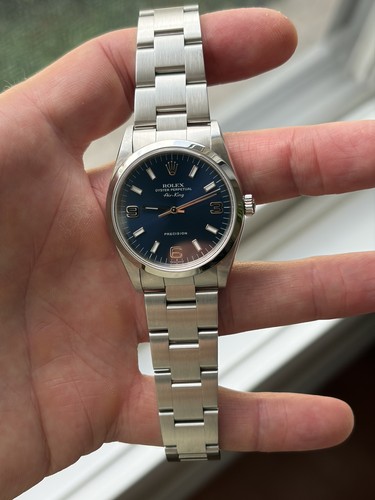 Rolex Air-King 14000 Blue Arabic Dial 3-6-9 34mm