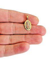14K Solid Gold Virgin Guadalupe Pendant- 0.8" Small 3T Gold Virgin Mary - PT1128