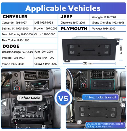 For Grand Cherokee 1996-1998 8.9 Inch Horizontal Display Android GPS Navigation - Foto 3 di 15