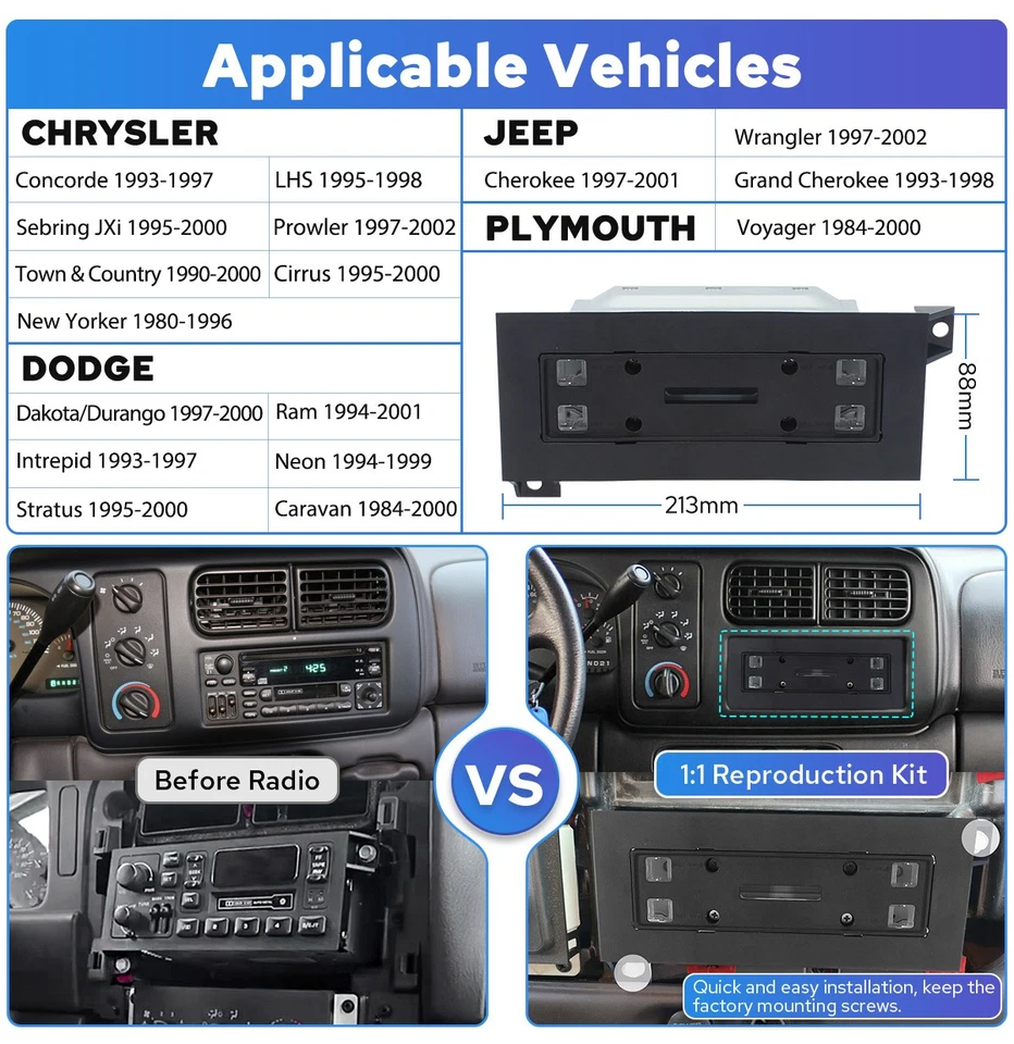 8 Core Android 13 Car Stereo 8.9 inch GPS Navi For Wrangler/Caravan/Town&Country - Image 3 of 4