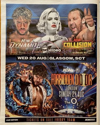 AEW Dynamite Forbidden Door Collision Live Wrestling Nachrichten Werbung Poster 14x11''
