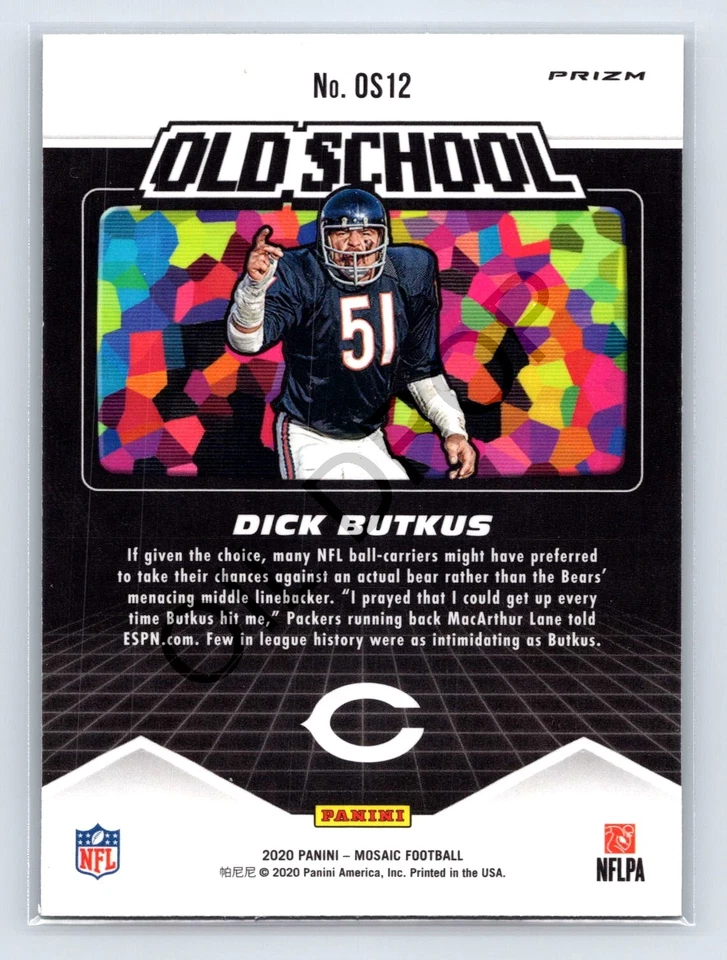 DICK BUTKUS  2020 PANINI MOSAIC OLD SCHOOL GREEN MOSAIC PRIZMS #OS12 - Image 2 of 2