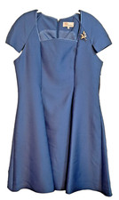 EY Boutique Blue Dress Women Size 18 Plus Size Broach Square Neck Lined