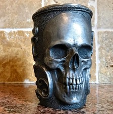 Taza calavera gótica taza de resina nigromante forro de acero inoxidable decoración espeluznante