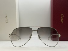Cartier Silver Aviator Gradient Gray 62mm Men's Sunglasses CT0113O 002