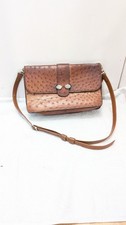 Vintage sac bandoulière Marius Patte cuir véritable marron façon autruche