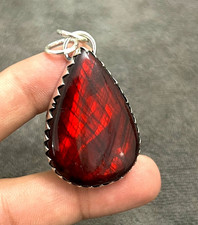 Red Labradorite Gemstone 925 Sterling Silver Handmade Jewelry Pendant 1.97"