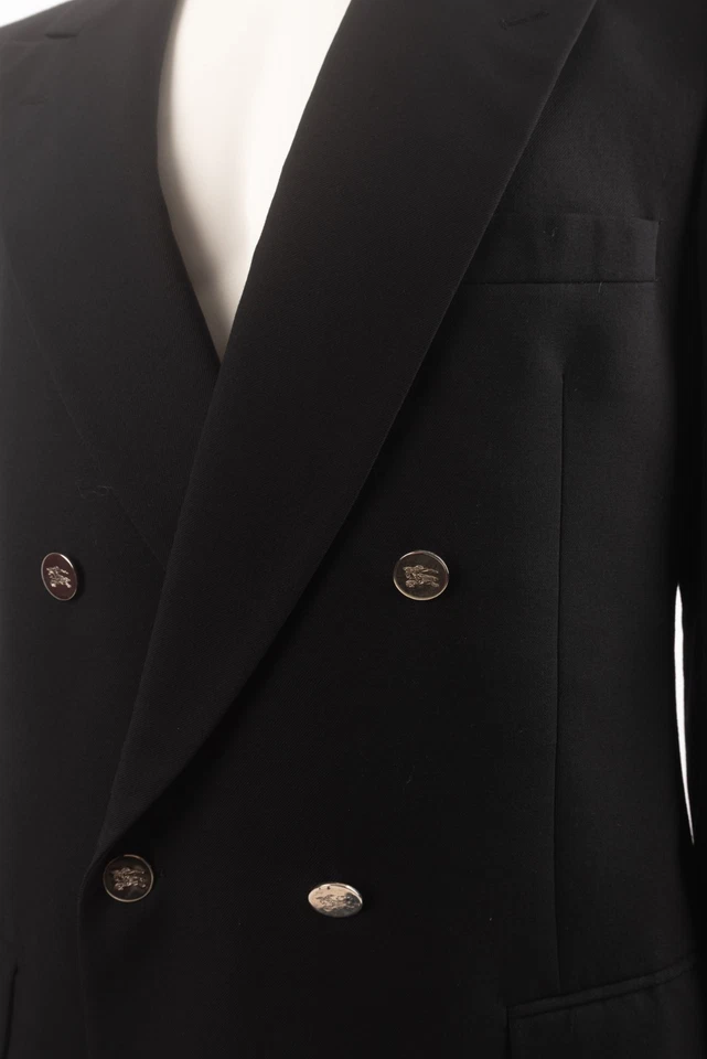 Blazer de lana vintage BURBERRYS para hombre doble pecho azul marino plata botón EE. UU. 44 Foto 4 de 4