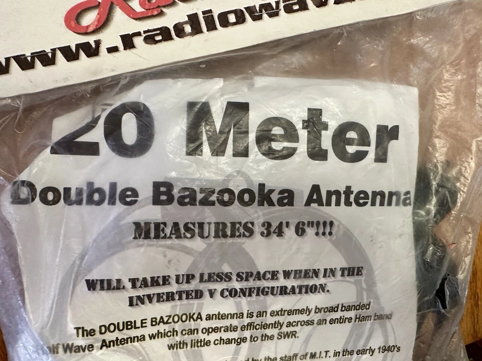 Antena de media onda doble Bazooka Radiowavz de 20 metros, 36 pies 6 pulgadas Foto 3 de 4