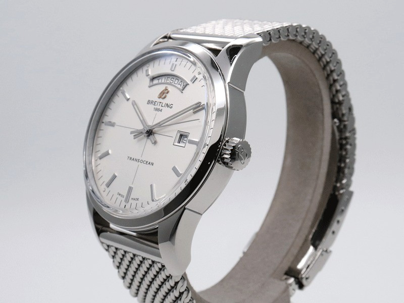 Breitling Transocean Day Date A45310 Silver Automatic Polished Watch Box Paper image 2