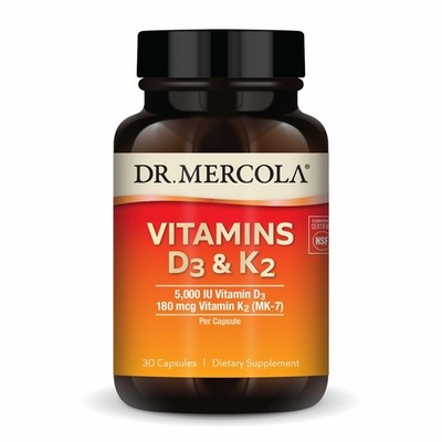 Dr. Mercola Vitamins D3 & K2 - Supports Immune, Brain, 30 Count (Pack of 1) 