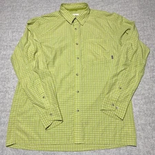 Simms Shirt Mens Large Green Fishing Check Nylon Blend Button Outdoors Nature