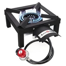 GasOne High Pressure Single Propane Burner - Outdoor Cooking with Heat Shield