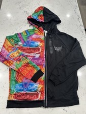 Disney Cars Land Hoodie Mens S Black Neon Lights Zip Jacket Sweatshirt Small