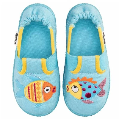 Nanga 2.0 Kinder Hausschuh Goldfischi Slipper Latexsohle Barfussschuh türkisblau