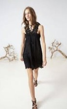 Ulla Johnson Black Nell Mini Dress Lace Sleeveless Embroidered  Sz 2 Coachella