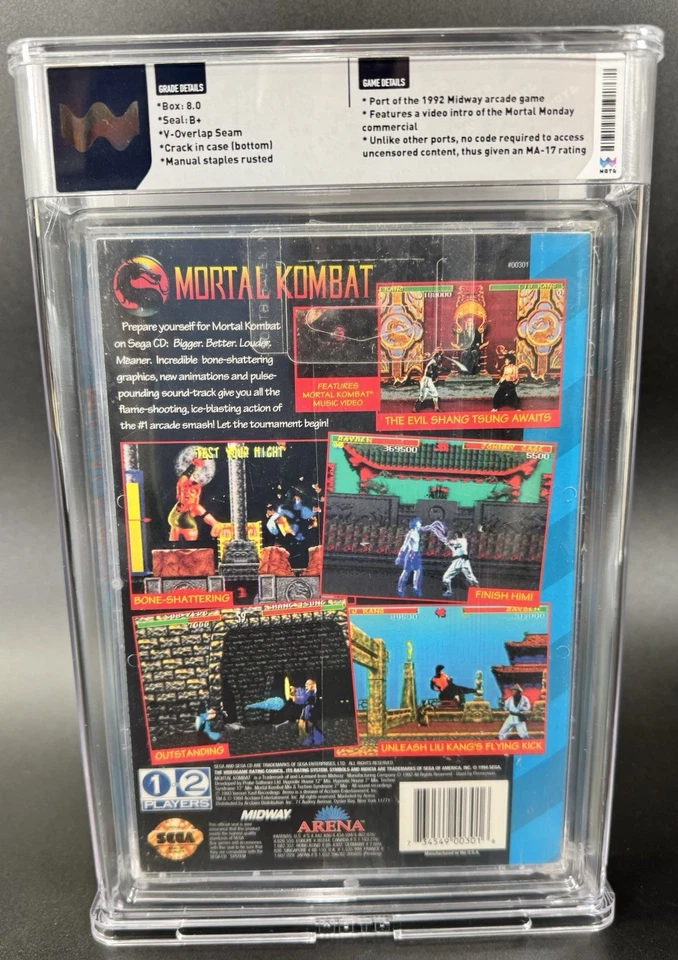 Mortal Kombat Sega CD Factory Sealed WATA 8.0 B+ Rare Graded Video Game 1994 Vtg - Image 2 of 2