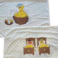Sesame Street Big Bird Bert Ernie 2-Sided Pillowcases Standard X2 Vintage 70 s