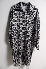 Boohoo Womens Retro Patterned Smock Shirt Dress Black White - Size 10 (M14)