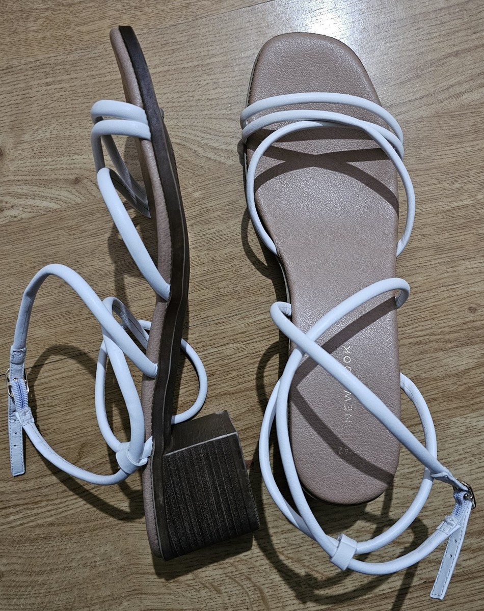 NEW LOOK White Strappy Block Heel Sandals UK SIZE EU 42 regular size new
