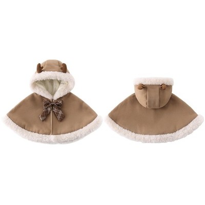 Baby Cape Photography Hooded Birthday Cloak Bowknot Girls Poncho Outerwear Warm