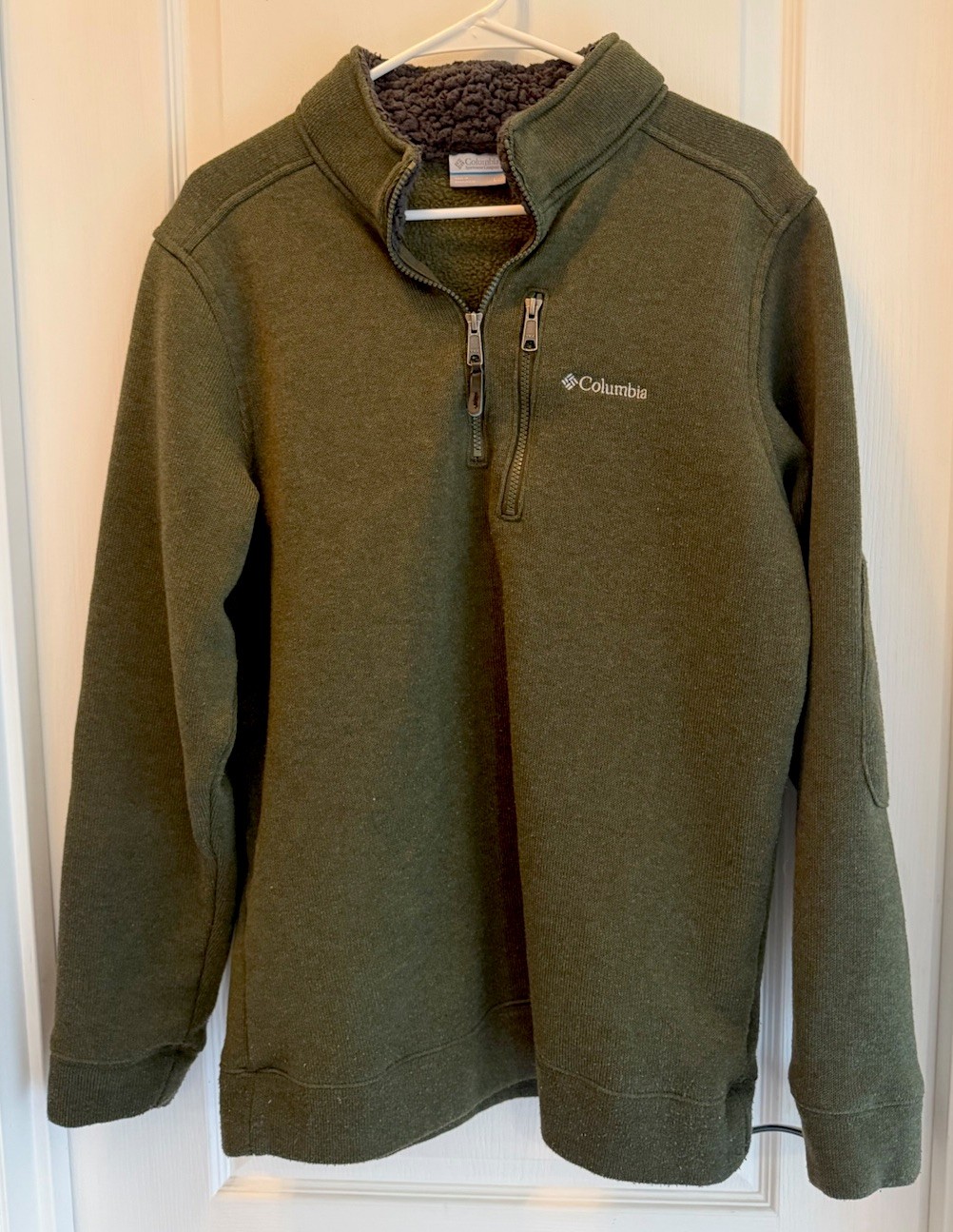 Columbia Men's Pullover Quarter Zip Sweater Sweatshirt Size L Green Excellent