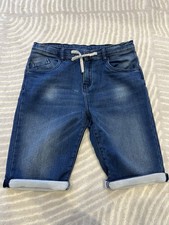 ZARA Boys Adjustable Soft Denim Shorts Size 11-12 Blue