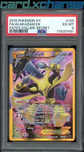 2016 Pokemon XY Fates Collide 125 Alakazam EX Secret PSA 6 EX MT