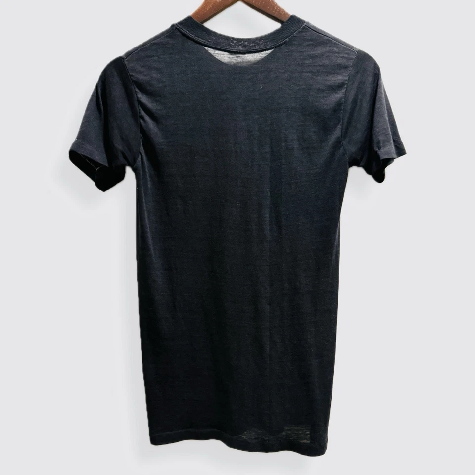 VTG Paper Thin Military Base T-shirt S Black Single Stitch Diego Garcia Thrashed - Image 2 of 4