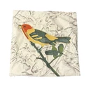 Pottery Barn Embroidered Bird on Botanical Print Pillow Cover 18" Button Back