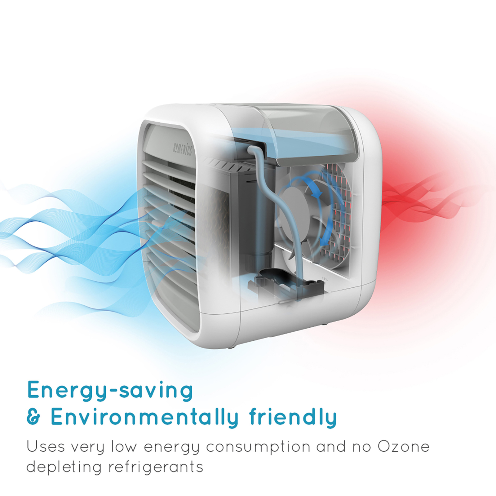 HoMedics Personal Space Cooler 3 Speed Fan 6 Hour Runtime White (Open