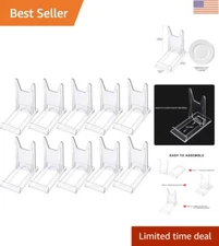 10 Pack Clear Acrylic Plate Stands - Elegant Display Holders for Home and Events