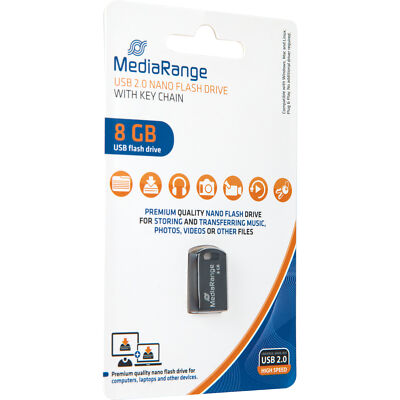 MediaRange USB Nano 8 GB, USB-Stick, schwarz