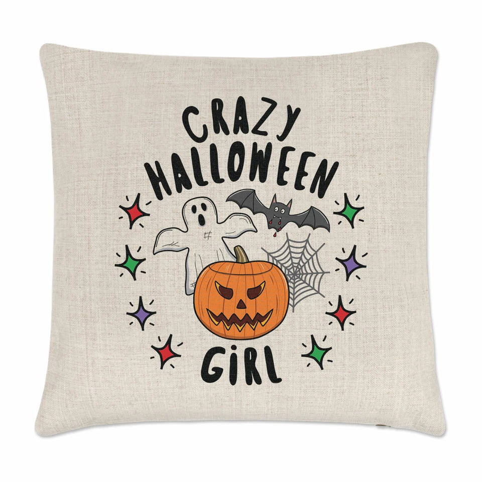 Fou Halloween Fille Stars Coussin Housse Oreiller Fantôme Potiron Fille Drôle - Photo 1/1
