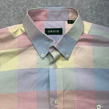 Orvis Shirt Men's Medium Multicolor Plaid Outdoor Casual Button Up Chest Pocket
