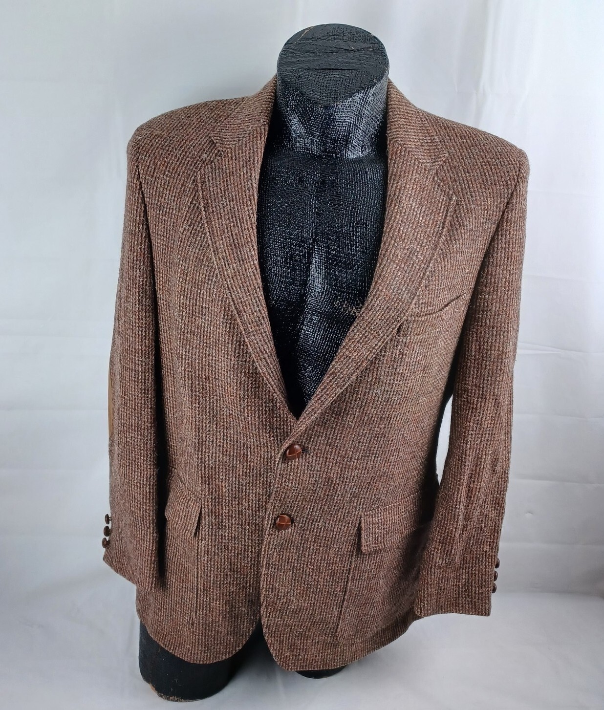 FILA Giacca blazer vintage Adams Row tweed cappotto sportivo 42R uomo toppa gomito 2 bottoni USA