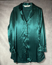 Vintage Victoria's Secret Button Up Sleep Shirt Polyester Satin Long Sleeve M