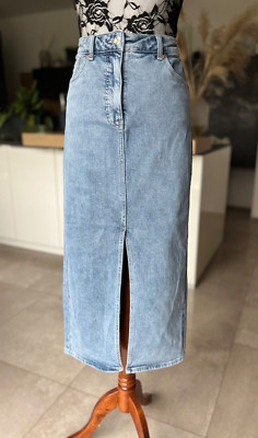 NEU! BUFFALO Midi / Maxi Jeansrock Schlitz vorne Midirock Maxirock High Waist L
