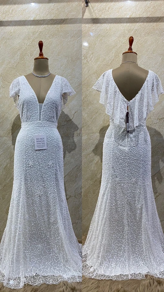 UVP £250, NEU PERLENTRÄUME (JOHN LEWIS verziertes weißes Maxikleid, STIL LIBBY