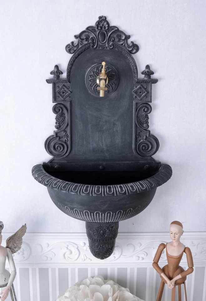 Antik Brunnen Schlossgarten Wasserbrunnen Wandbrunnen Garten Metall Wasserhahn - Bild 4 von 4