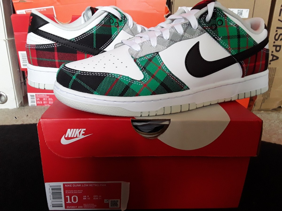 Nike Dunk Low Premium PRM Retro SE Tartan Plaid White Black Green