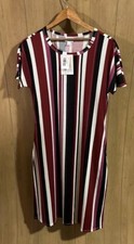 LuLaRoe Marley Shift T-Shirt Dress Womens S  Striped Knee Length Pockets NEW