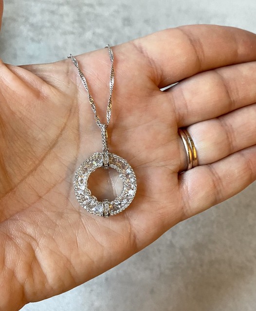 Fuzion Creations Necklace Circle Sterling Silver 925 Rhinestone CN FZN Bling eBay