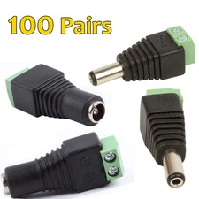 100 Pairs (200pcs) Male and Female DC Power Plug Jack Adapter Connector for CCTV