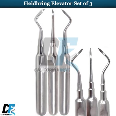 3 Pcs Dental Root Elevators HEIDBRINK Oral Surgery Luxating Root Picker Elevator
