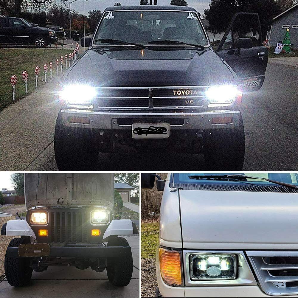 2pc 5x7 7x6 LED Headlight Hi/Lo DRL Turn Signal for Jeep Cherokee XJ YJ  Trucks 651354662750